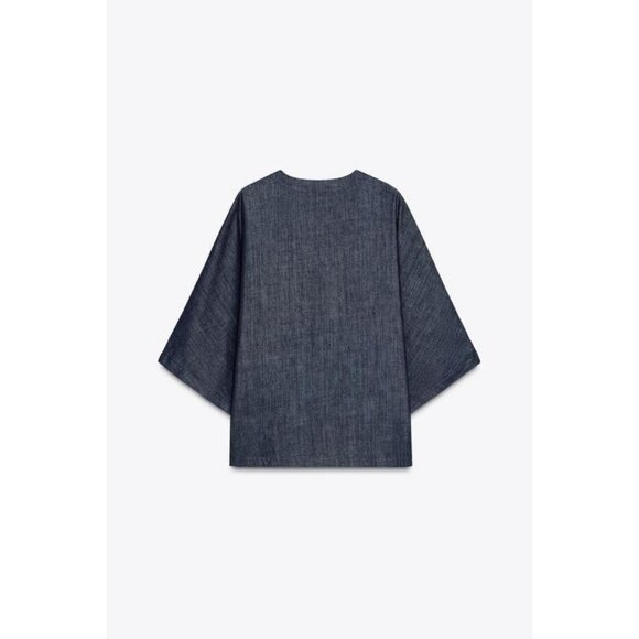 ZARA WOMAN COLLECTION RELAXED DENIM SHIRT - Picture 8 of 9